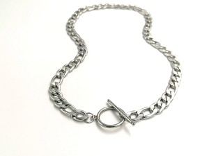 Figaro 316L Stainless Steel Necklace Chain with Toggle Clasp, Unisex Figaro Chain Waterproof, Chunky Silver Link Chain 9,8mm