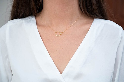 Double Circle Necklace 14k Gold Fill, Eternity Necklace, Best Friend Sisters Mother daughter Gift
