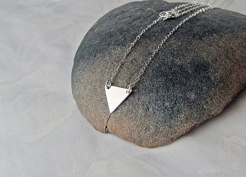 Triangle Necklace Sterling Silver, Geometric Necklace, Layering Necklace