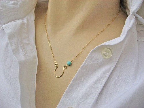 Horseshoe Necklace 14k Gold Fill or 925 Sterling Silver, Turquoise Necklace, Bridesmaid Gift, Lucky Jewelry, Handcrafted Horseshoe Necklace 925 Sterling Silver