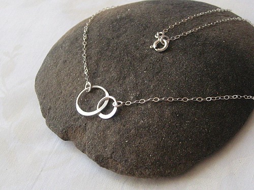 Double Circle Necklace 925 Sterling Silver, Eternity Necklace, Best Friend Sisters Mother Daughter Gift