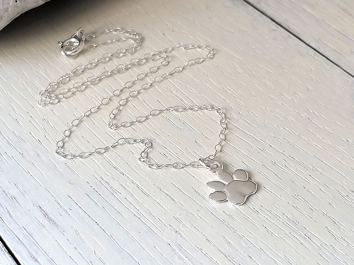 Tiny Paw Print Necklace Sterling Silver, Doggie Paw Print Jewelry, Pet Love Gift, Dog Paw Lover Gift Jewelry