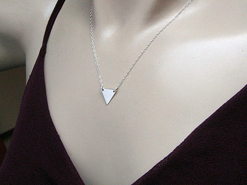 Triangle Necklace Sterling Silver, Geometric Necklace, Layering Necklace