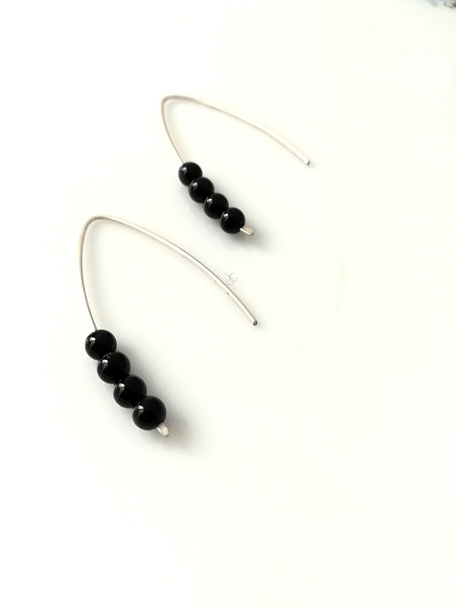 Black Onyx Earrings 14k Gold Fill or Sterling Silver, Simple Modern Earrings, Delicate Handcrafted Earrings 14k Gold Filled