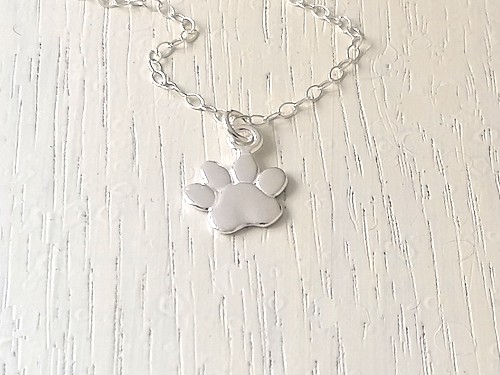 Tiny Paw Print Necklace Sterling Silver, Doggie Paw Print Jewelry, Pet Love Gift, Dog Paw Lover Gift Jewelry