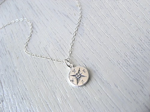 Tiny Compass Choker Necklace, 925 Sterling Silver, Graduation Gift, New Journey, Travel Jewelry, Cute Compass Choker, Enjoy The Journey