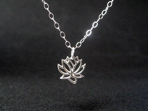 Lotus Necklace Sterling Silver, Minimal Necklace, Yoga Jewelry, Flower Necklace