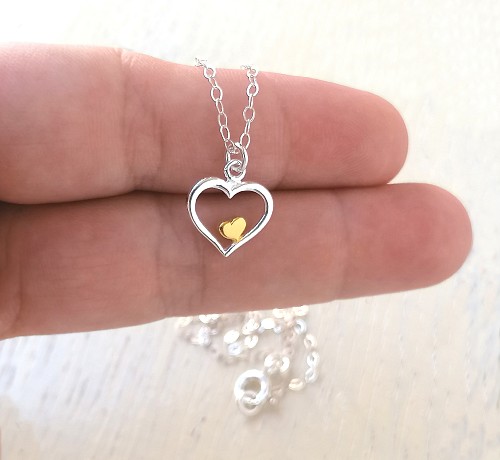 Heart Necklace Sterling Silver, Love Jewelry Gift, Valentines Day Gift, Valentines Jewelry Gift, Love Necklace