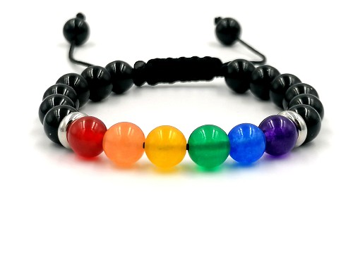 Rainbow LGBT Pride Bracelet, Gay Lesbian Rainbow Stone Bracelet, Love Is Love, LGBTQ+ Couple Matching Jewelry, Flag Pride Jewelry