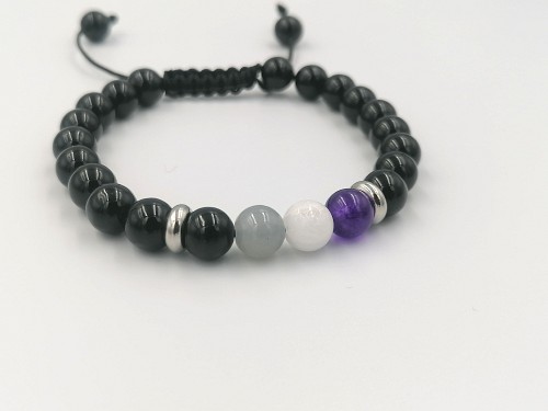Asexual Pride Bracelet, Asexual Flag Gemstone Bracelet, LGBTQ+ Couple Matching Jewelry, Asexual Flag Pride Jewelry Gift