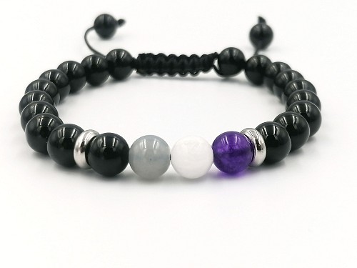 Asexual Pride Bracelet, Asexual Flag Gemstone Bracelet, LGBTQ+ Couple Matching Jewelry, Asexual Flag Pride Jewelry Gift