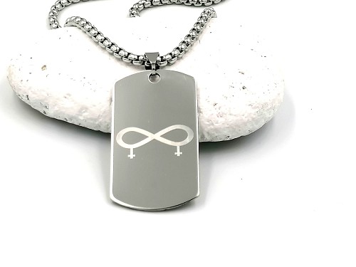 Lesbian Symbol Necklace, Lesbian Infinity Symbol Tag Pendant Necklace, LGBTQ+ Couple Matching Necklace, LGBT Pride Tag Necklace
