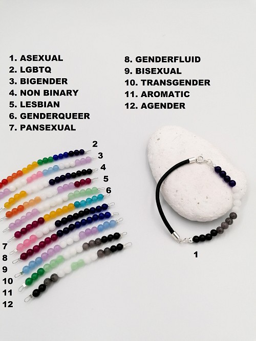 Rainbow LGBT Pride Bracelet Leather Sterling Silver, LGBTQ+ Gay Lesbian Agender Trans Bi Asexual Bracelet Jewelry Gift